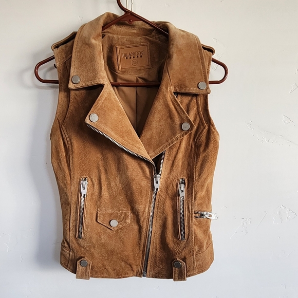 Tan Suede Sleeveless Jacket Genuine Leather . - Picture 1 of 6